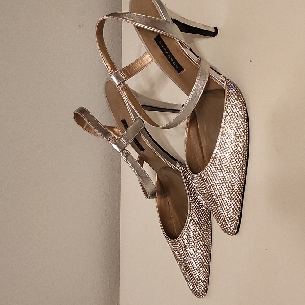 Silver beaded size 8.5 women's dress shoe, worn 2 times.